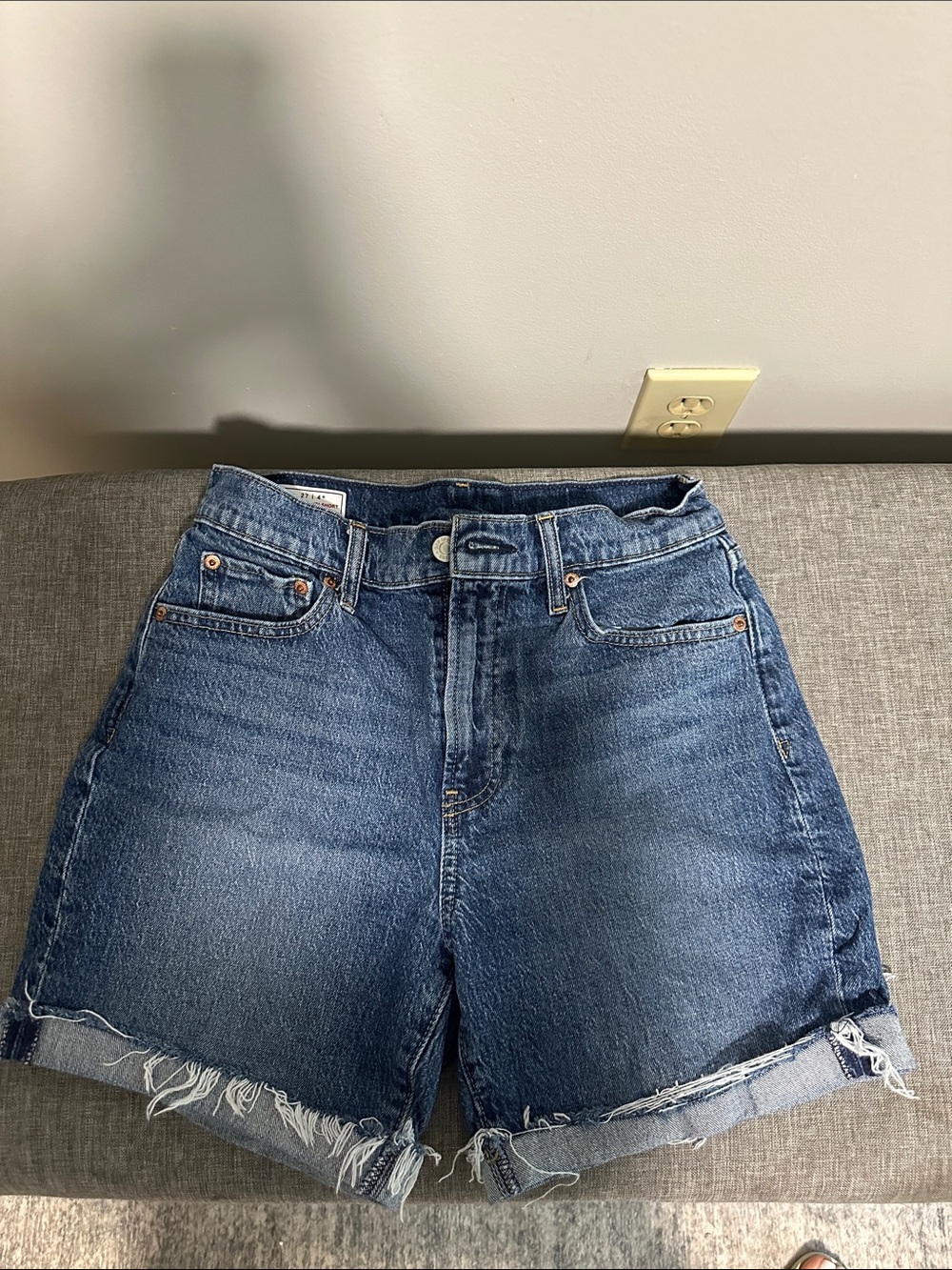 GAP Dark Blue Distressed Denim Cutoff Shorts